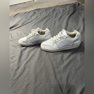 Nike Ebernon Low Triple White W. Size 6.5. Style AQ1779-100. Lace frayed.